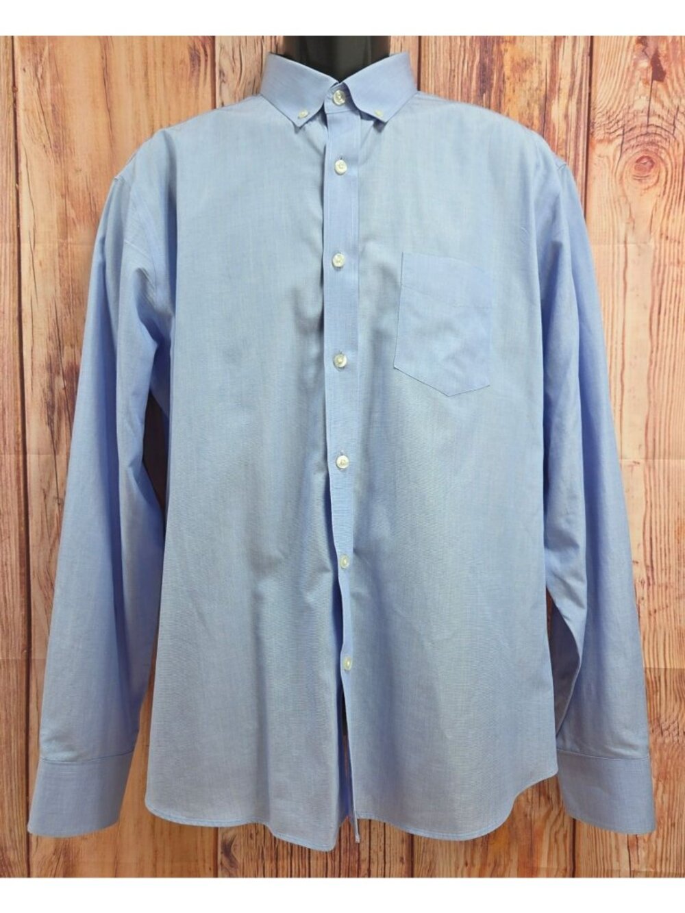 Untuckit Relaxed Fit Wrinkle-Free Long Sleeve Blue Shirt Large